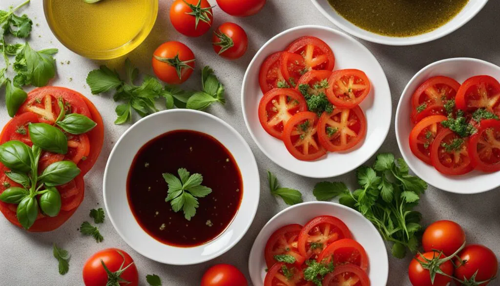 Essential ingredients for tomato halves chimichurri recipe