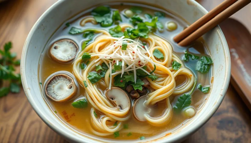 Chinese egg noodles in broth-based soups