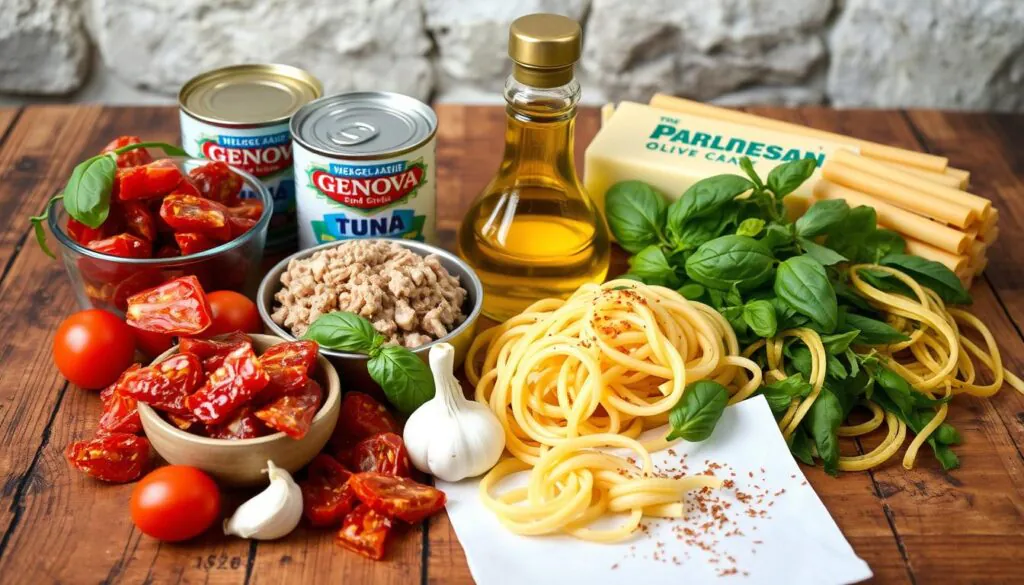 Genova sun dried tomato and tuna pasta ingredients