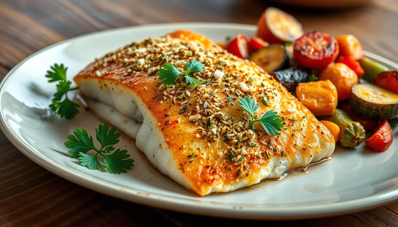 ancient herb and parmesan crusted tilapia