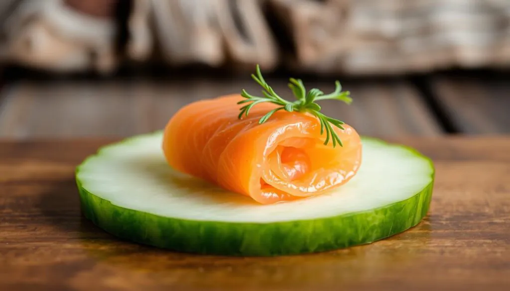 chatelaine smoked salmon roll on cucumber recipe