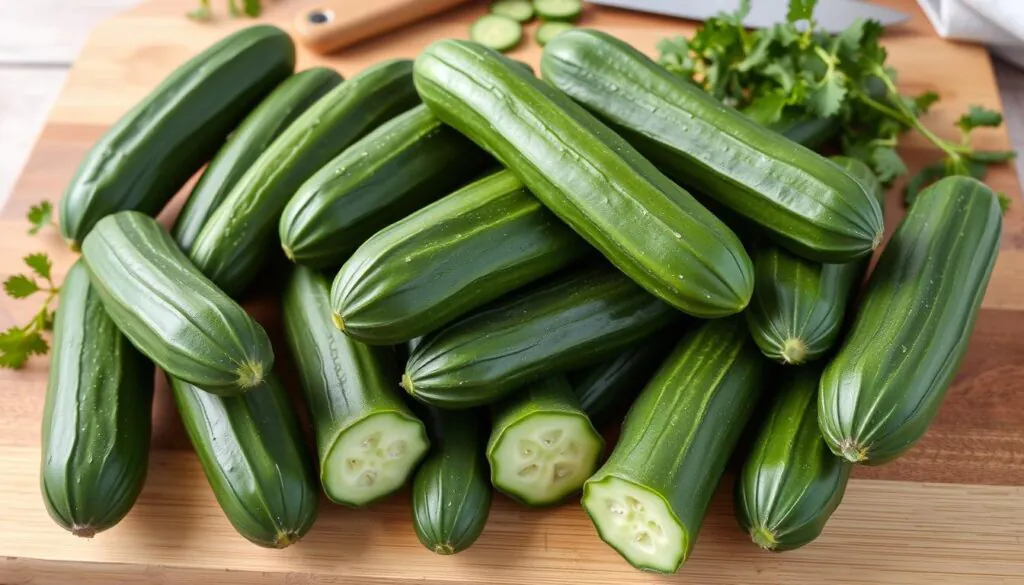 choosing cucumbers for roulades