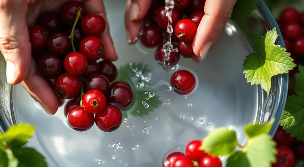 cleaning red currants