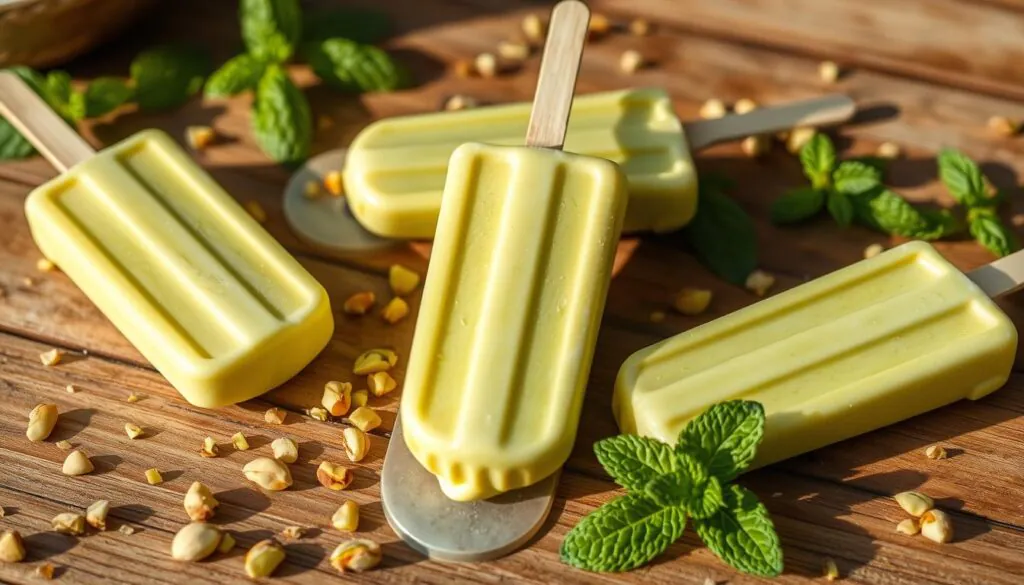 creamy pistachio ice pops