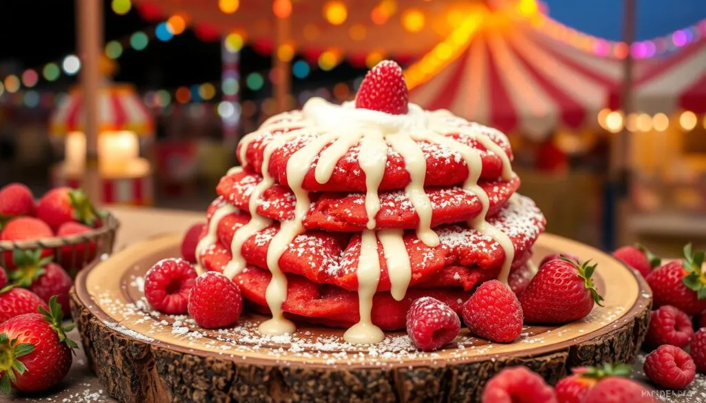 delicious red velvet funnel cake