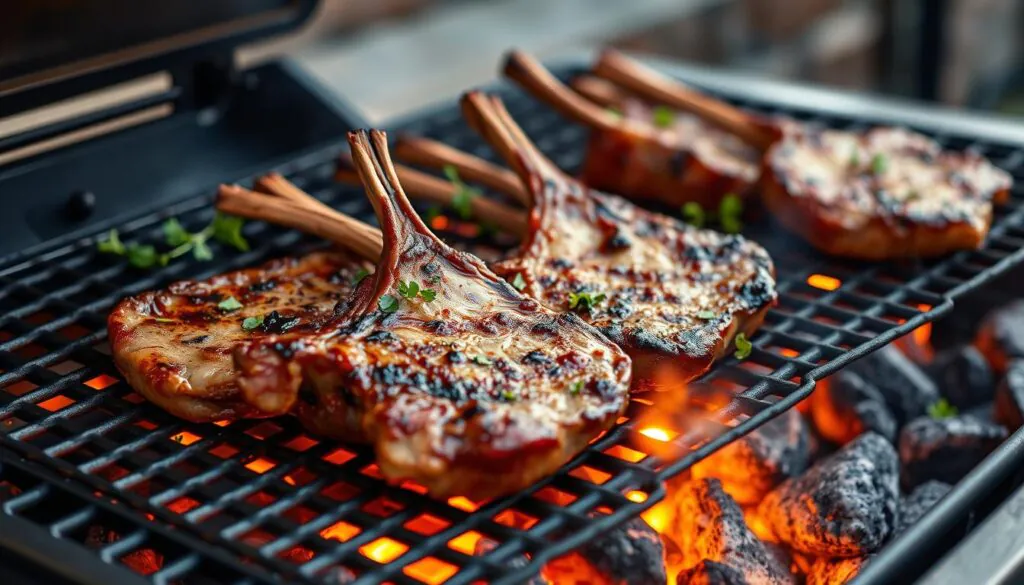 grilling lamb chops on grill mats