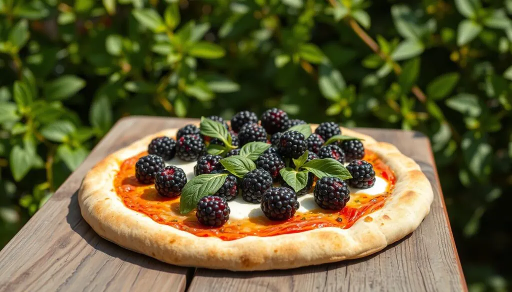 healthy blackberry basil ricotta pizza