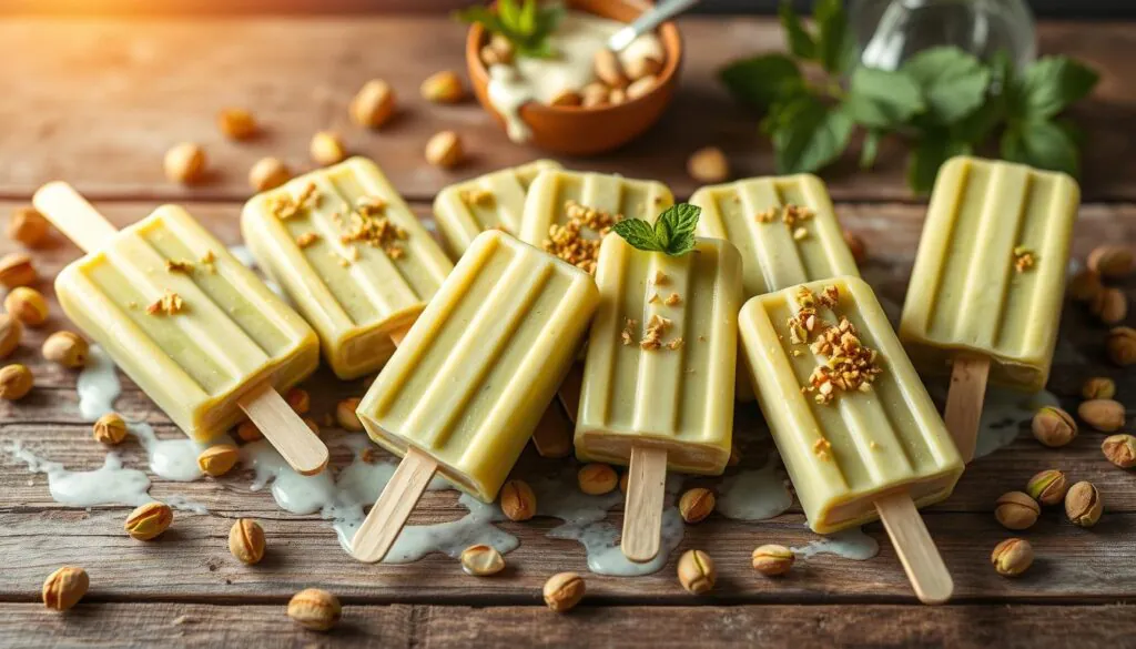 homemade pistachio pudding popsicles