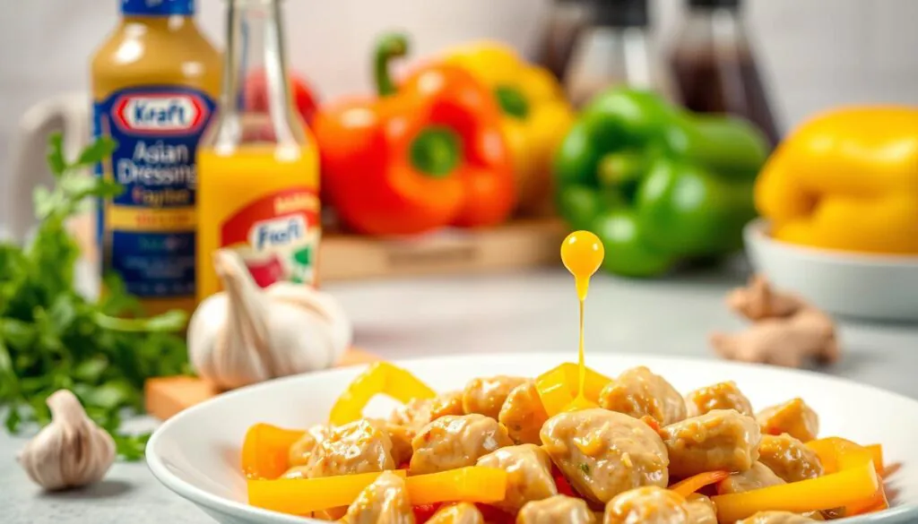 recipes using kraft asian dressing chicken and yellow peppers