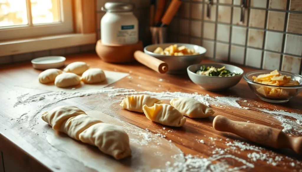 shaping pierogies