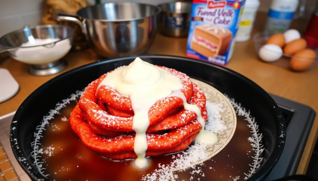 simple red velvet funnel cake instructions