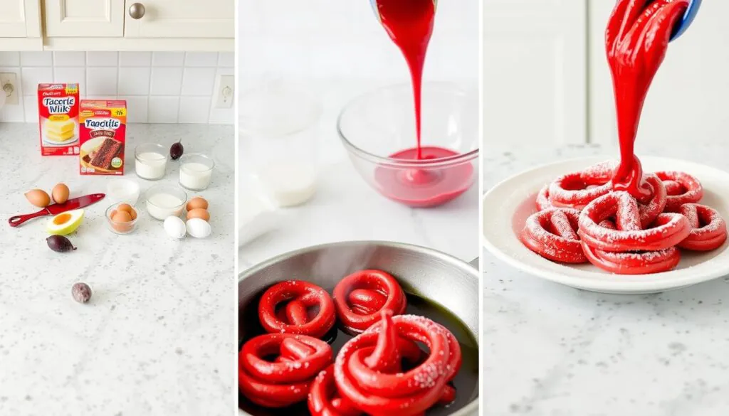 step-by-step red velvet funnel cake tutorial