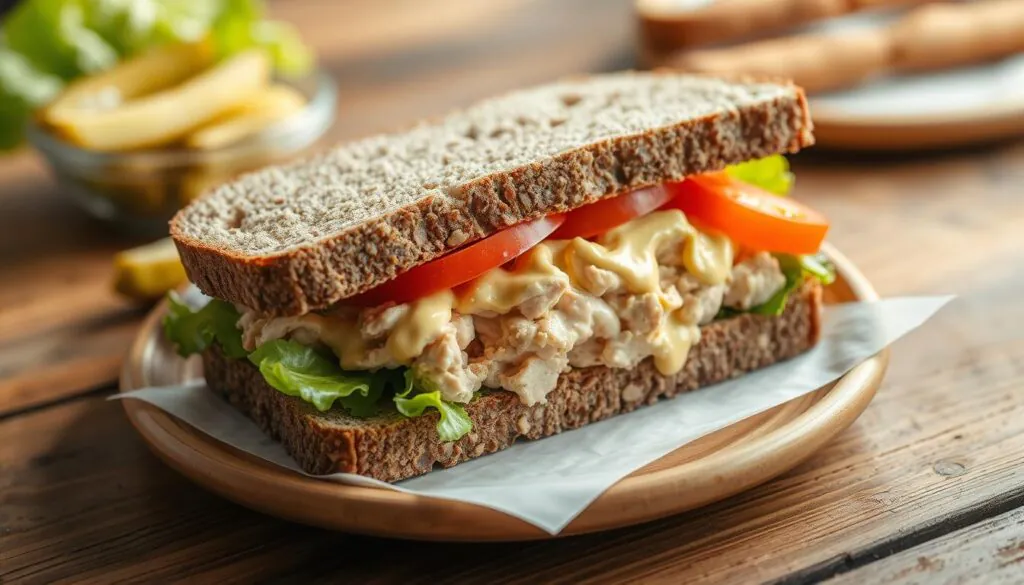 tuna sandwich with mustard sauce