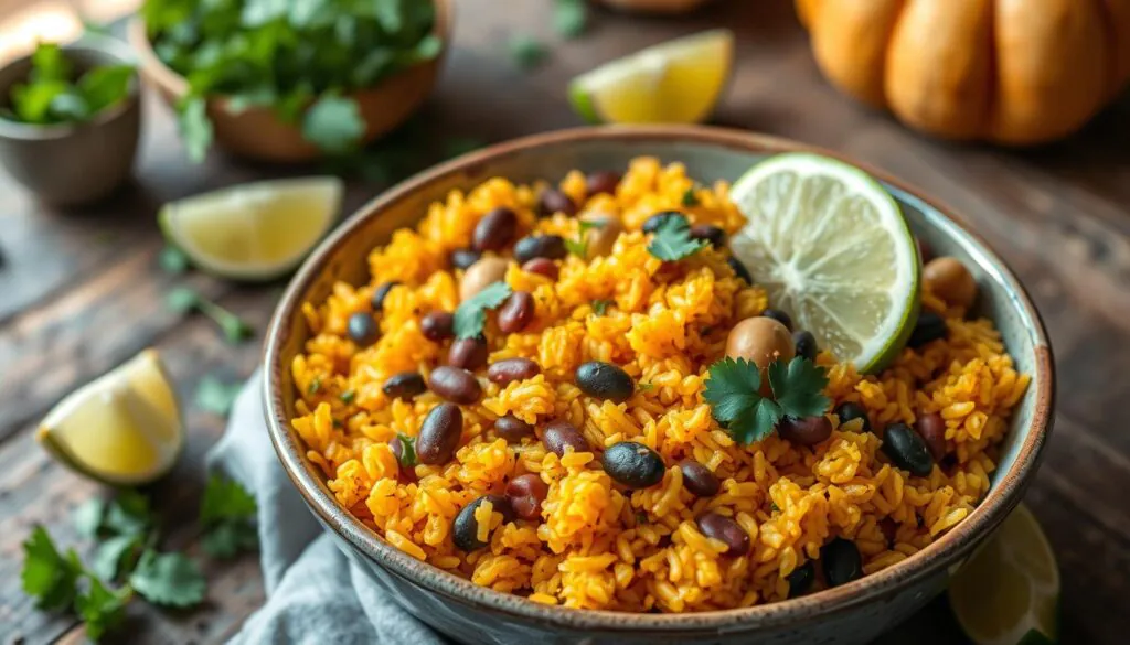 vegan pumpkin rice beans